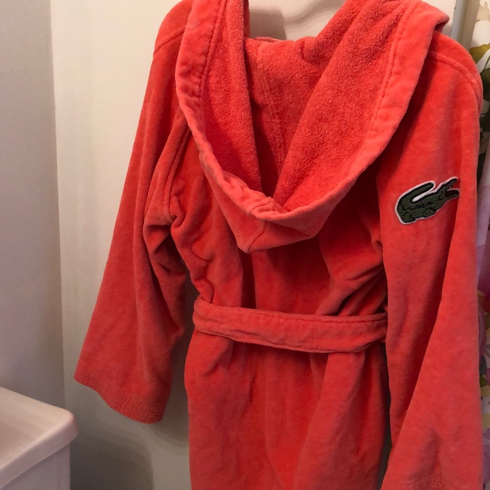 COTTON LACOSTE SHORT PINKISH  ORANGE BATHROBE.